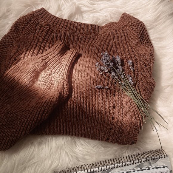Vintage American Eagle Burnt Orange Knit Sweater ☕🍂 - Picture 1 of 4